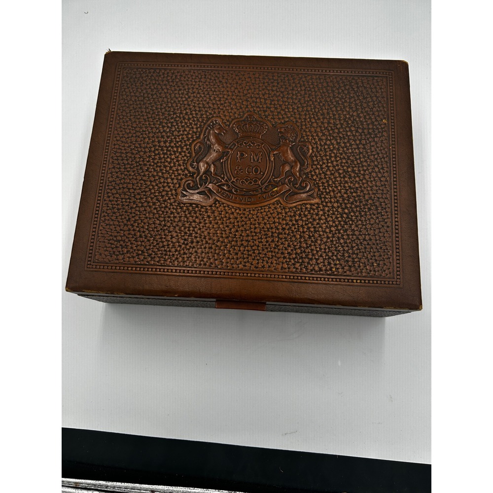 Vintage Philip Morris &Co PM & Co Veni Vidi Vici Brown Crested Cigar Box Humidor